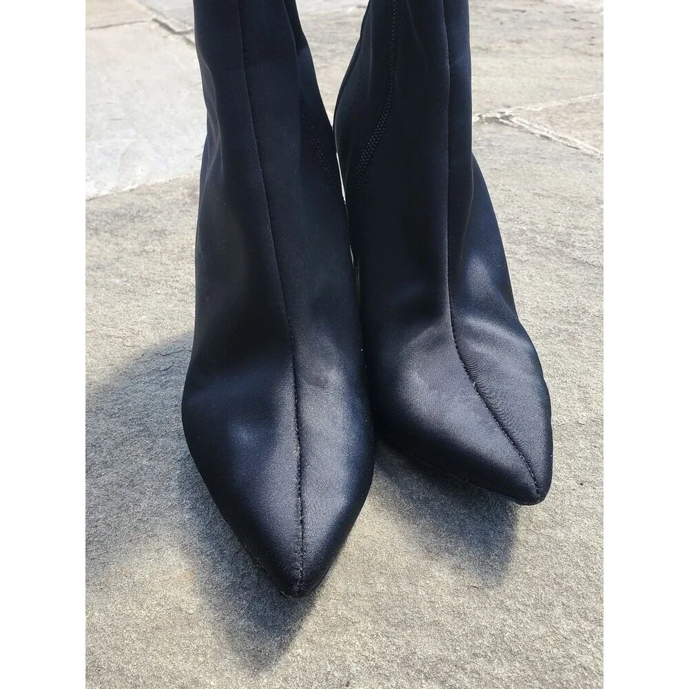 LF Black Over The Knee LF Logo Graphic Boots Heel Size 6M